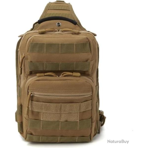 Sac � Dos Tactique en Bandouli�re Sac de poitrine V�lo Sport P�che Randonn�e Camping Escalade Kaki
