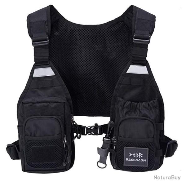 Gilet de Pche  la Mouche 10 Poches Taille Unique Ultra Lger Noir