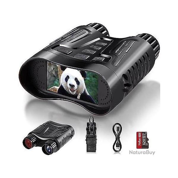 Jumelles Vision Nocturne TKWSER 4K 2600mAh Infrarouge 3,2" HD �CRAN Zoom 8X Visible 300M TF 32GB