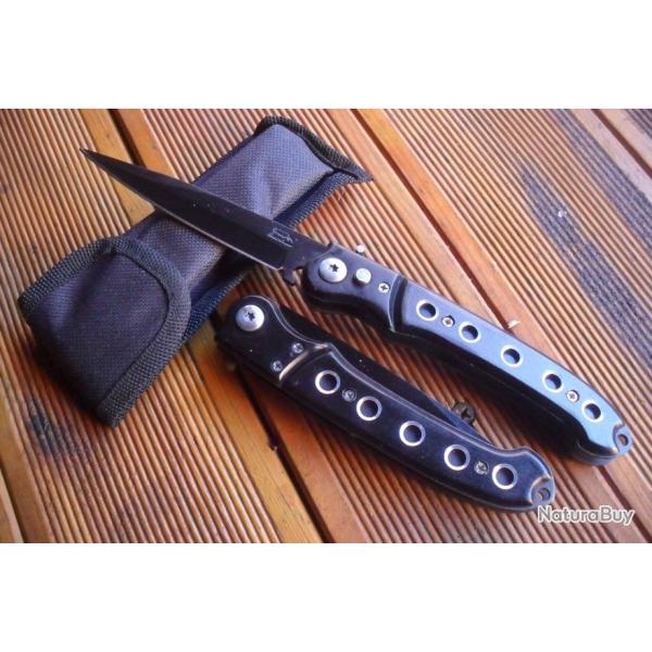 Couteau Pliant de Poche Lame Fine Acier 10 cm Manche 12 cm Chasse Pche