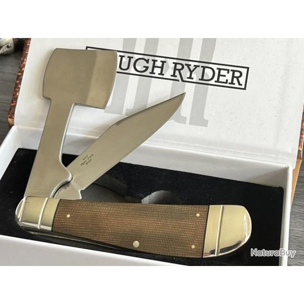 Couteau Rough Ryder Pocket Chopper Hatchet & Clip Lames Acier 440 Manche Micarta RR2339