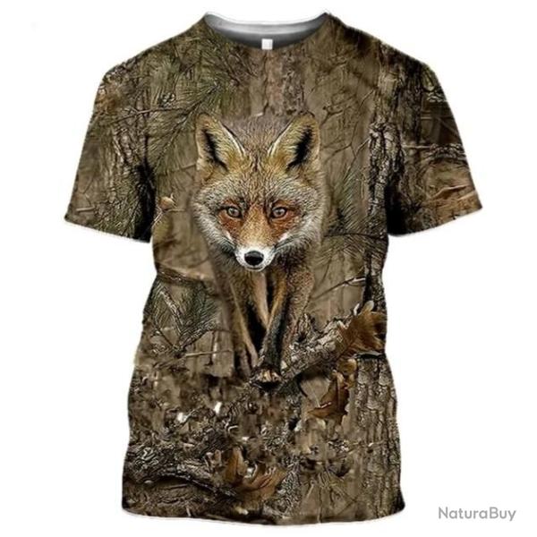 Tee-shirt renard camo , taille de S � 6XL