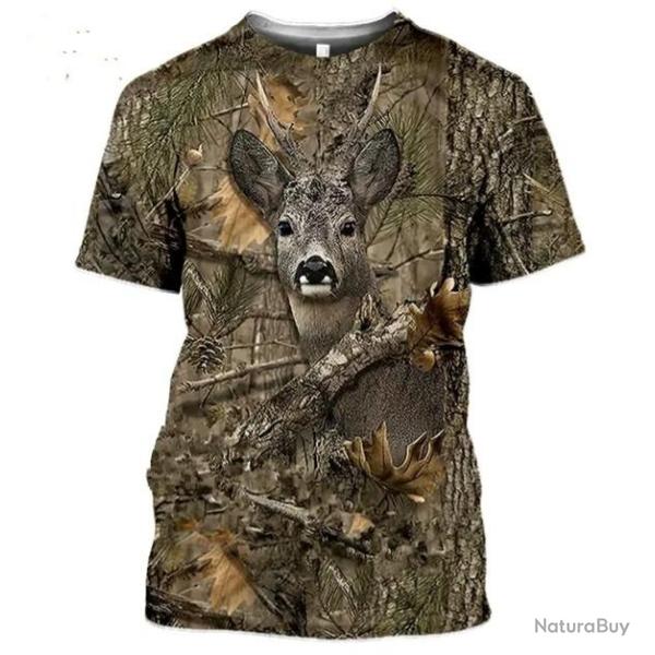 Tee-shirt chevreuil camo , taille de S � 6XL
