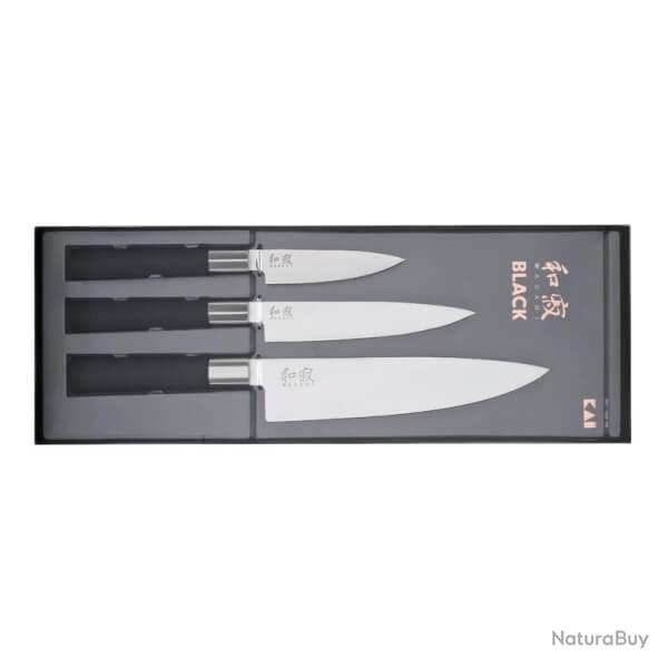 67S.300-Set 3 couteaux Kai Wasabi black inox