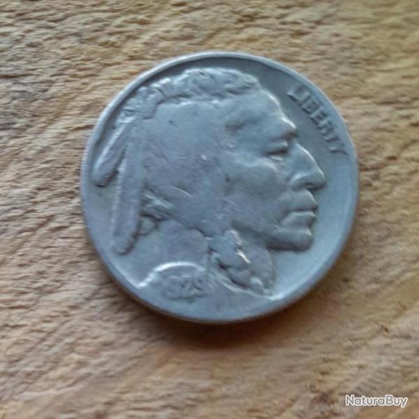 Une pi�ce de 5 cents  "BUFFALO"  de 1929 ,en bon �tat