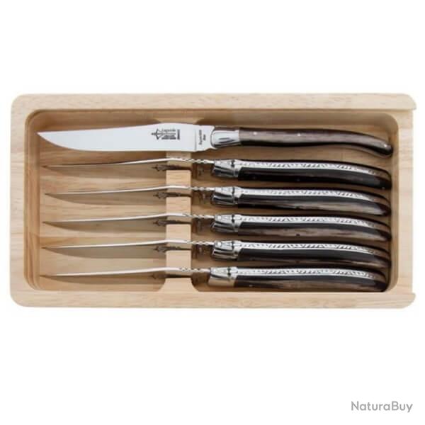 Coffret 6 Laguiole Table G. David finition brillant Faon corne