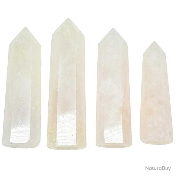 Pointe polie ob�lisque quartz blanc-ros� mono-termin�e - A l'unit� 81 � 100 grammes