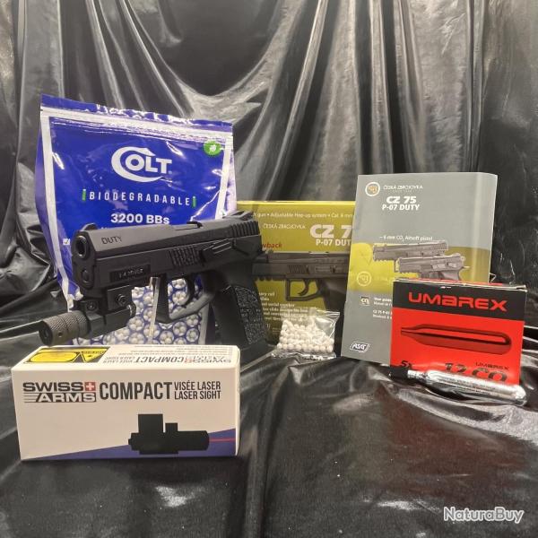 Pack laser pr�t a tirer - PISTOLET 6MM CZ 75 P07 DUTY CO2 BLOWBACK