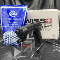 Pack laser pr&ecirc;t a tirer - Swiss Arms Navy Pistol AEP RTP Nimh Metal Slide 6mm