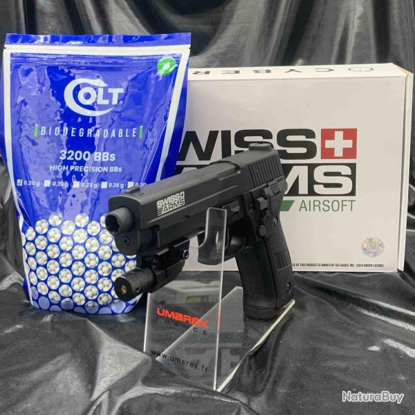 Pack laser pr�t a tirer - Swiss Arms Navy Pistol AEP RTP Nimh Metal Slide 6mm