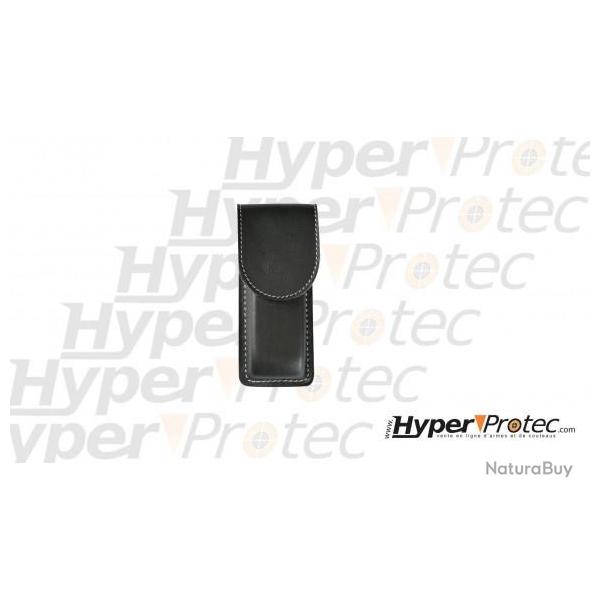 Etui en cuir noir pour couteau avec fermeture pression