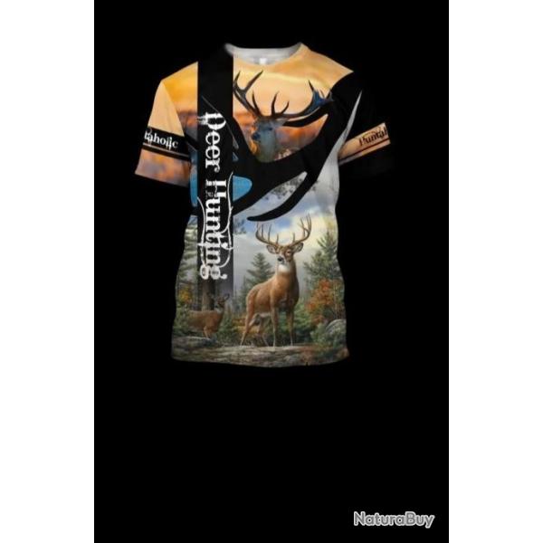 !!! SUPER PROMO !!! Tee-shirt r�aliste chasse. Cerf taille de S � 6XL n�19