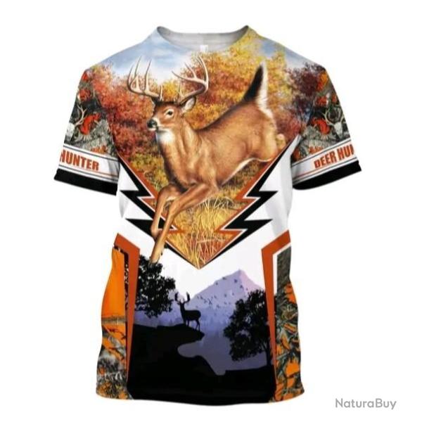 !!! SUPER PROMO !!! Tee-shirt r�aliste chasse. Cerf taille de S � 5XL n�22