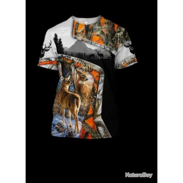 !!! SUPER PROMO !!! Tee-shirt r�aliste chasse. Cerf taille de S � 5XL n�24