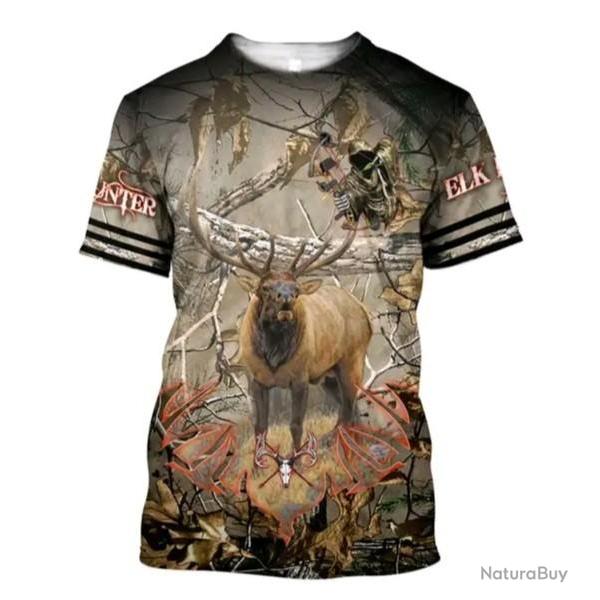 !!! SUPER PROMO !!! Tee-shirt r�aliste chasse. Cerf taille de S � 5XL n�25