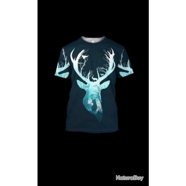 !!! SUPER PROMO !!! Tee-shirt r�aliste chasse. Cerf taille de S � 5XL n�26