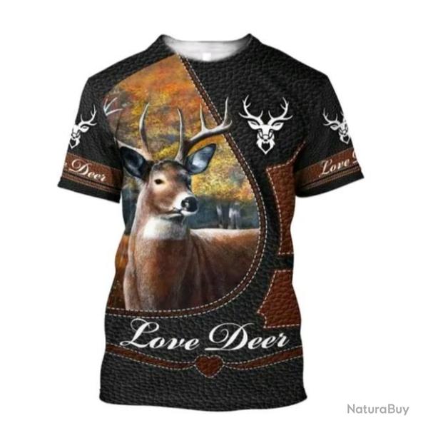 !!! SUPER PROMO !!! Tee-shirt r�aliste chasse. Cerf taille de S � 5XL n�27