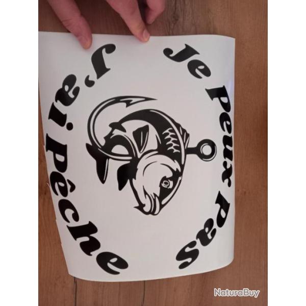 Stickers autocollant noir peche 20x30cm
