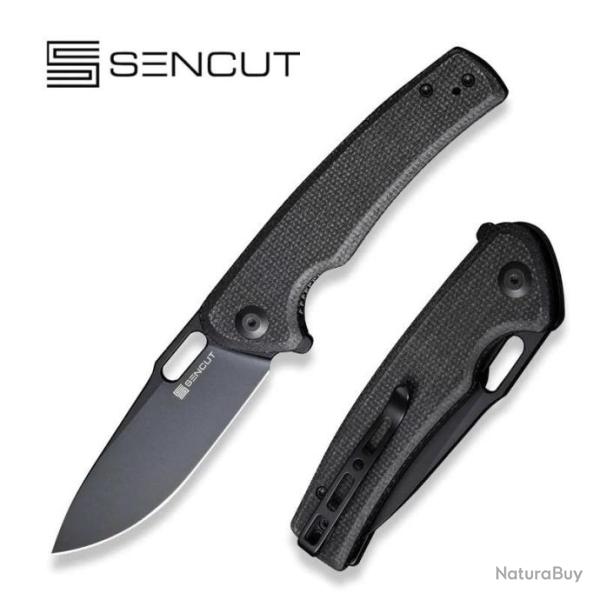 Couteau Sencut Vesperon Black Lame Acier 9Cr18MoV Black Manche Micarta IKBS Linerlock Clip S200653
