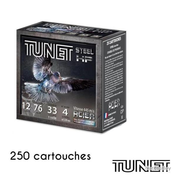 100 Cartouches Tunet Pigeon Steel HP 33g BJ plomb n�4 Acier calibre 12 
