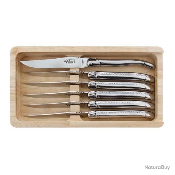 Coffret 6 Laguiole Table G. David finition inox brillant