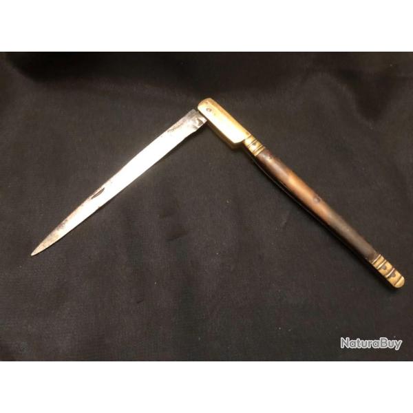 vieux couteau italien piemontais en corne et laiton