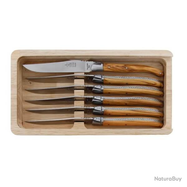 Coffret 6 Laguiole Table G. David olivier finition mat