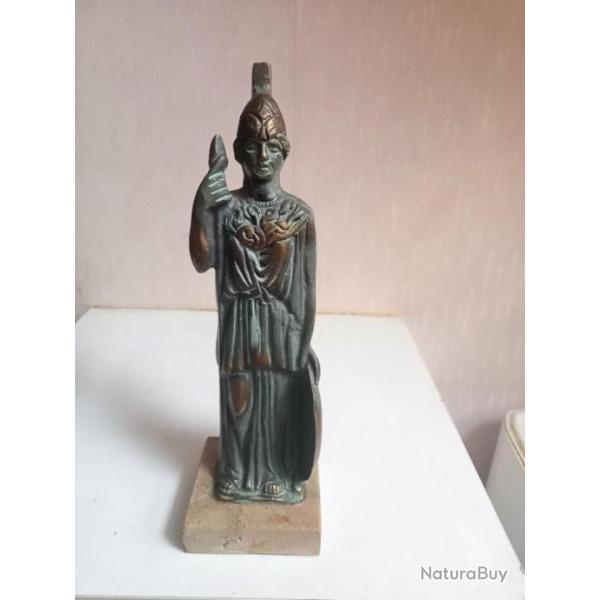 statuette XIX�me Athena en bronze sur socle marbre hauteur 24 cm