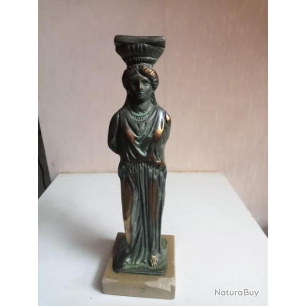 statuette XIX�me Cariatis en bronze sur socle marbre hauteur 24 cm
