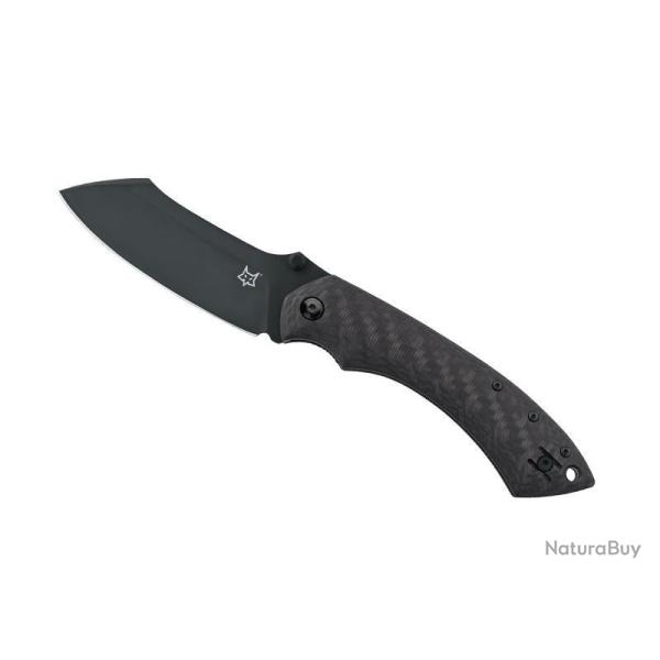 BEL1046 COUTEAU FOX KNIVES PRODUCTION "PELICAN" LAME CERAKOTE NOIRE MANCHE FIBRE DE CARBONE NEUF