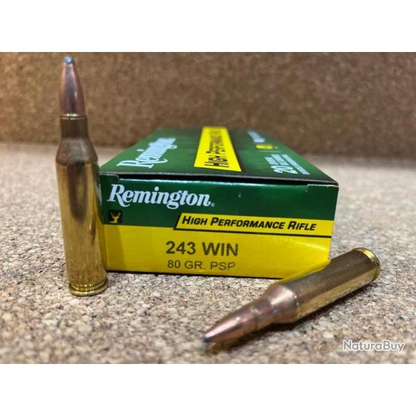 2 BOITES , 40 CARTOUCHES REMINGTON C/243 WIN 80 GR PSP