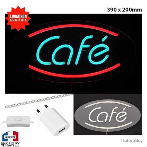 Panneau enseigne lumineuse N�on led verre acrylique � suspendre Caf� pour vitrine bar snack