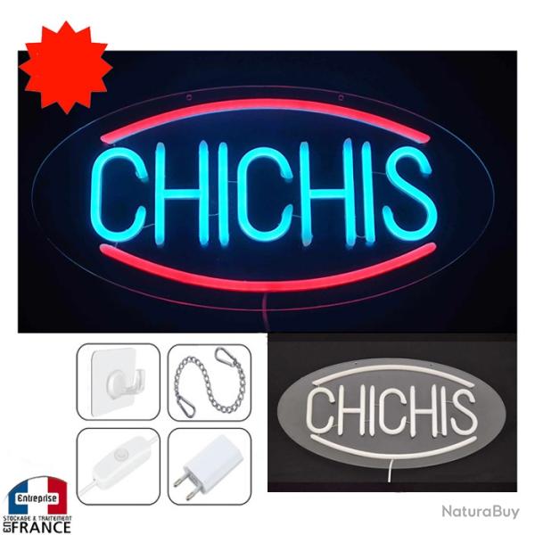 Panneau enseigne lumineuse N�on led verre acrylique � suspendre Chichis pour forain stand