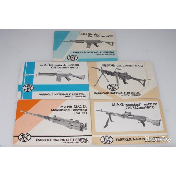 lot de 5 fiches techniques de mitrailleuses HERSTAL