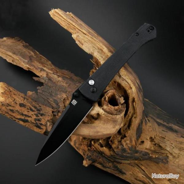 Couteau ArtisanCutlery Andromeda Black Manche Micarta Lame Acier CPM-S35VN Button Lock ATZ1856PMBK