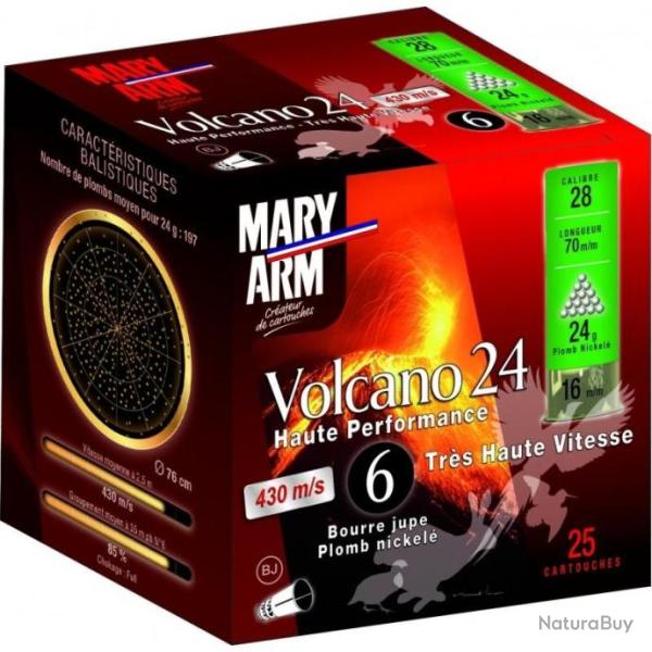 Cartouches Mary Arm Volcano 24g BJ plomb n�6 - Cal.28 x5 boites