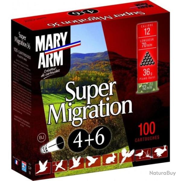 Cartouches Mary Arm Super Migration 36g BJ plomb n�7.5+9 - Cal.12 x1 pack