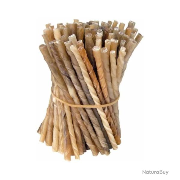 B�tonnets torsad�s en peau de buffle, 6mm X 100 pour chien