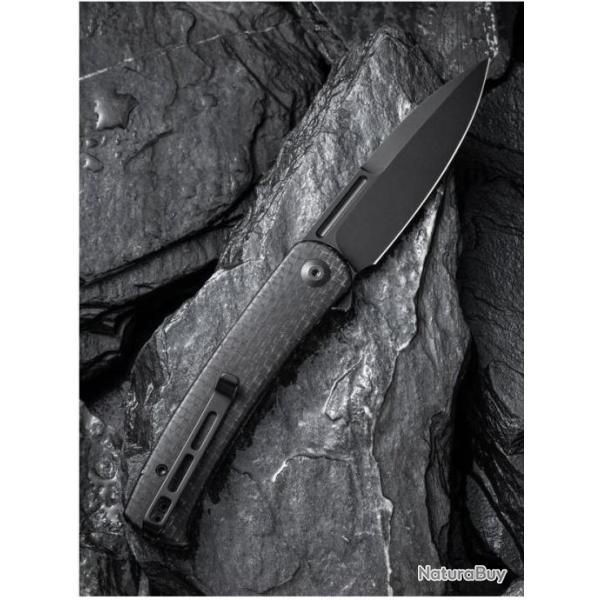 Couteau Civivi Caetus Black Burlap Lame Acier 14C28N Black Manche Micarta IKBS CIVC21025C2