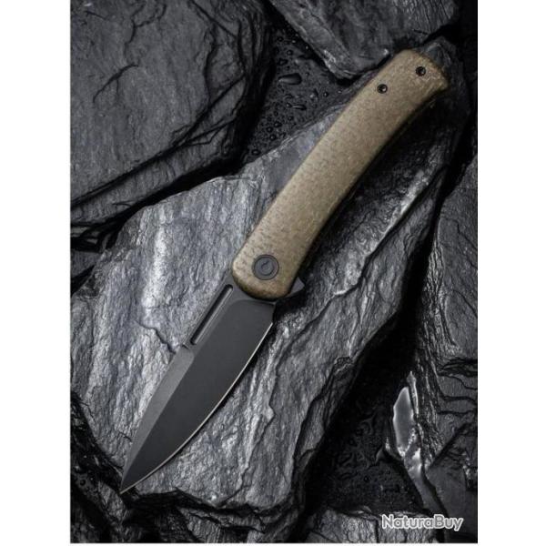 Couteau Civivi Caetus Green Burlap Lame Acier 14C28N Black Manche Micarta IKBS Clip CIVC21025C3
