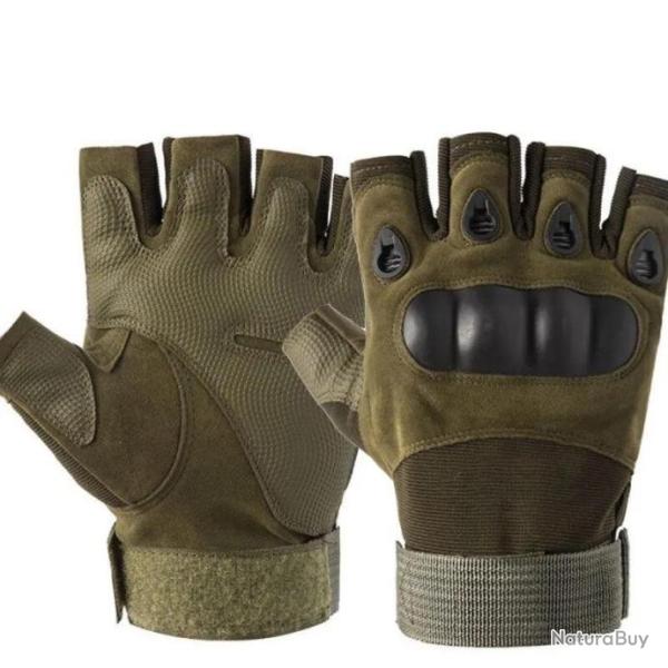 Gant mitaines Gants demi-doigt vert noir ou beige  M L Xl