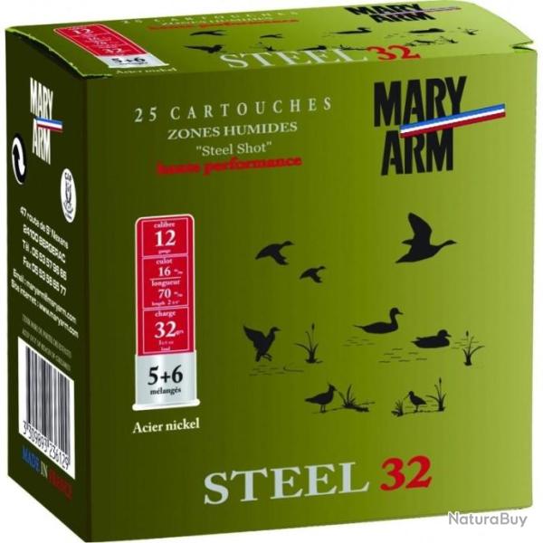 Cartouches Mary Arm Super Steel 32 Acier plomb n�7+8 BJ - Cal. 12 x2 boites