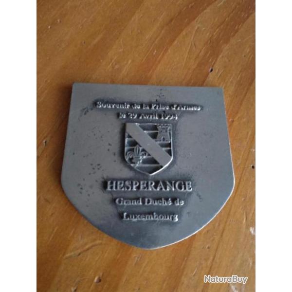 PLAQUE COMMEMORATIVE VILLE D HESPERANGE LUXEMBOURG 1994