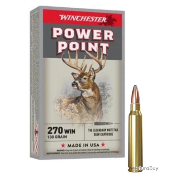 MUNITIONS WINCHESTER CALIBRE 270 WIN POWER POINT 130gr - 8.4g x20