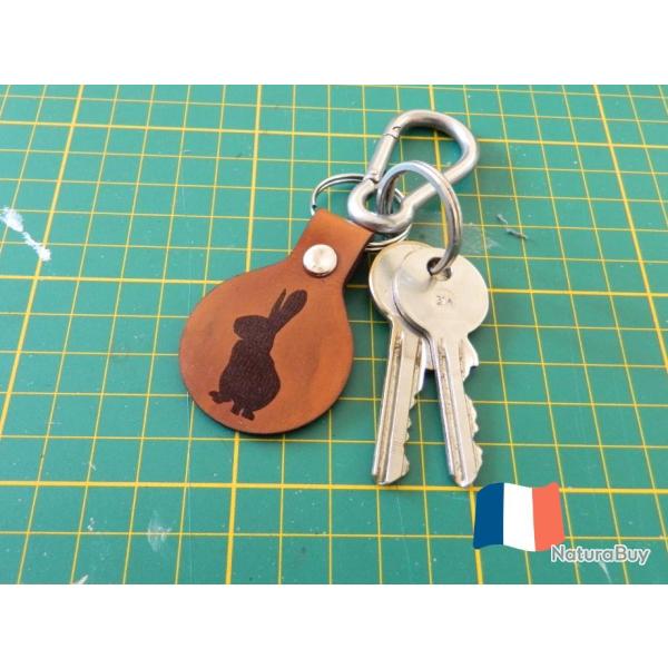 Porte-cl�s cuir - li�vre