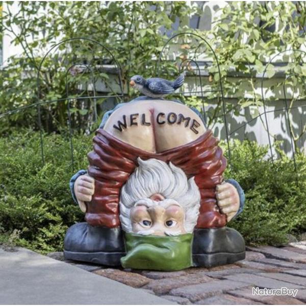 NAIN DE JARDIN WELCOME R�SINE GARDEN GNOME 13 CM STATUE EXTERIEUR