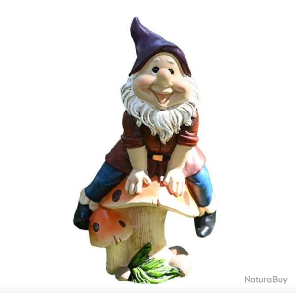 NAIN DE JARDIN SUR CHAMPIGNON R�SINE GARDEN GNOME STATUE EXT�RIEUR INTERIEUR
