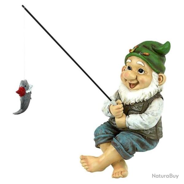 NAIN DE JARDIN P�CHEUR EN R�SINE GARDEN GNOME 14 CM STATUE EXT�RIEUR