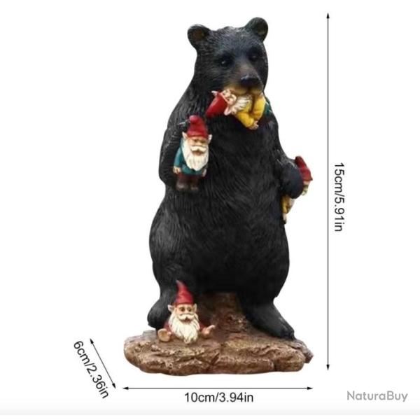 NAIN DE JARDIN OURS MANGEANT DES GNOMES R�SINE STATUE EXTERIEUR/INT�RIEUR