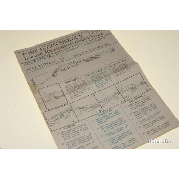 Fusil  pompe shotgun 12 GA:  manuel